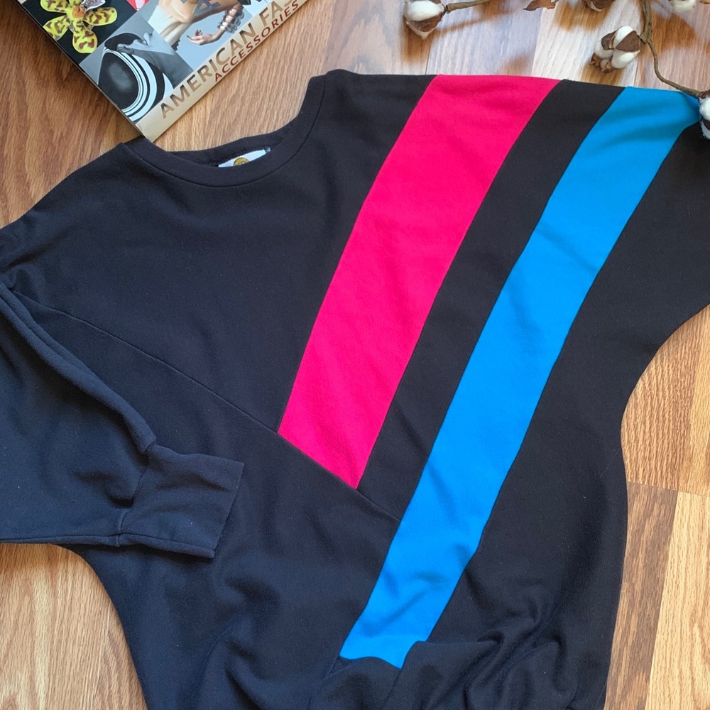 Vintage Striped Bat Sleeve Sweatshirt